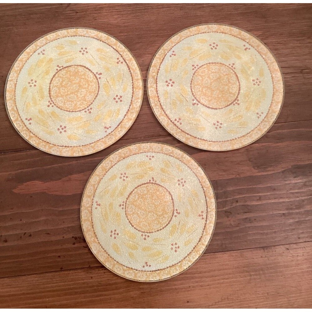 Set of 3 Temptations by Tara Old World Yellow Glass Trivet Set Temp-Tations